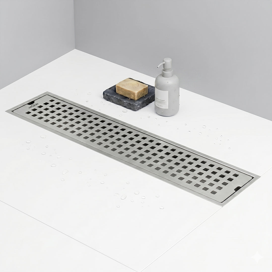 Shower Water Drain Channel SS 304 Grade with Cockroach Trap (18X4 Inch)