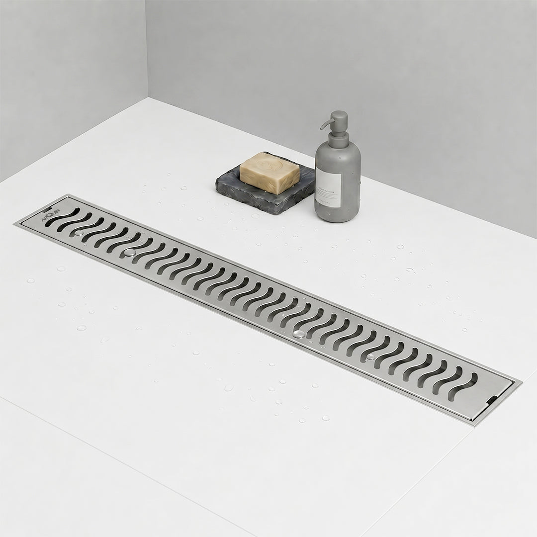 Shower Water Drain Channel SS 304 Grade with Cockroach Trap (24X4 Inch)