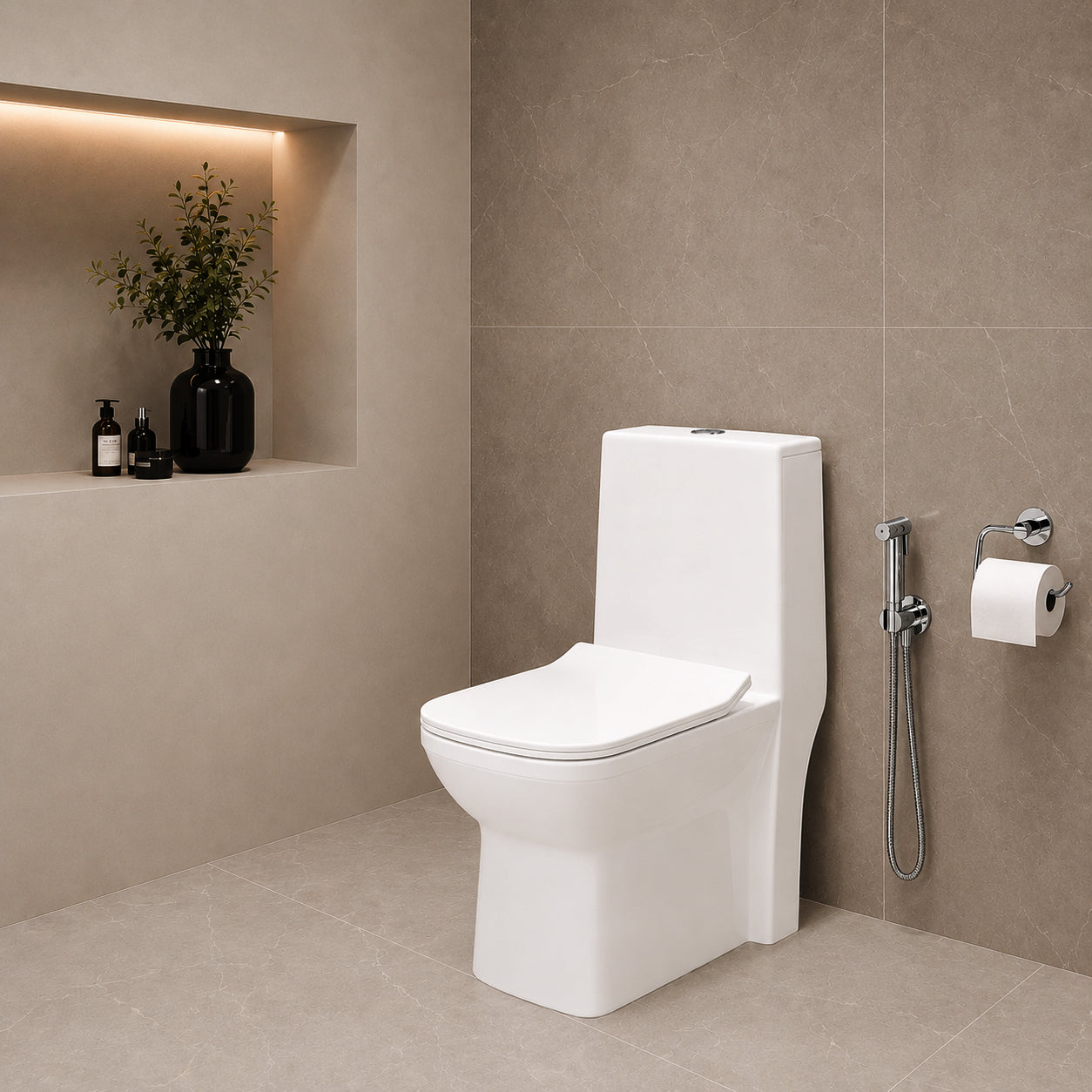 One Piece Ceramic Toilet Commode (ORCHID-Rimless)