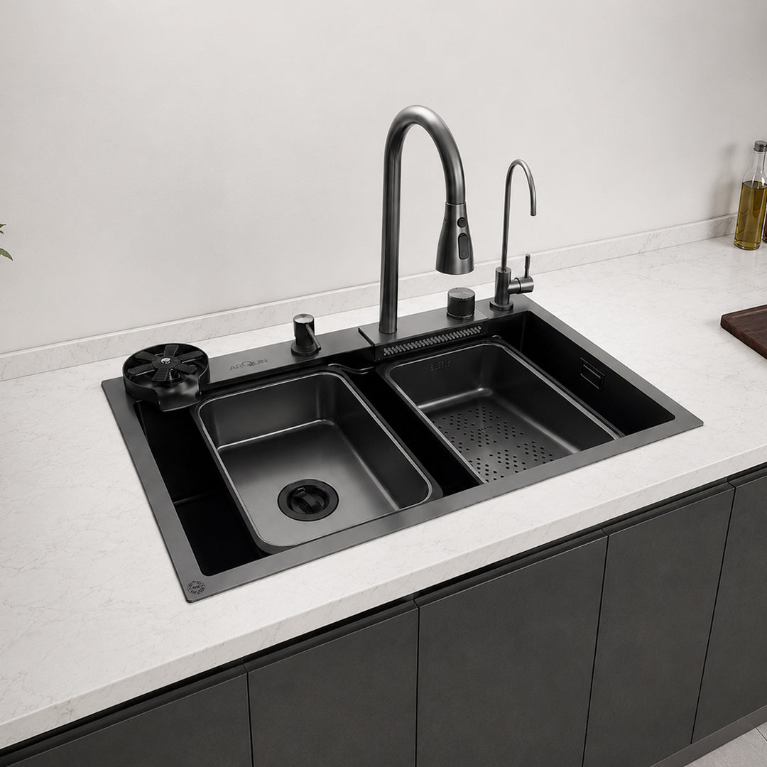 Waterfall Smart Kitchen Sink (30 x 18 x 9 Inch)