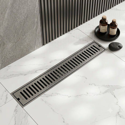 Shower Water Drain Channel SS 304 Grade with Cockroach Trap (18X4 Inch)