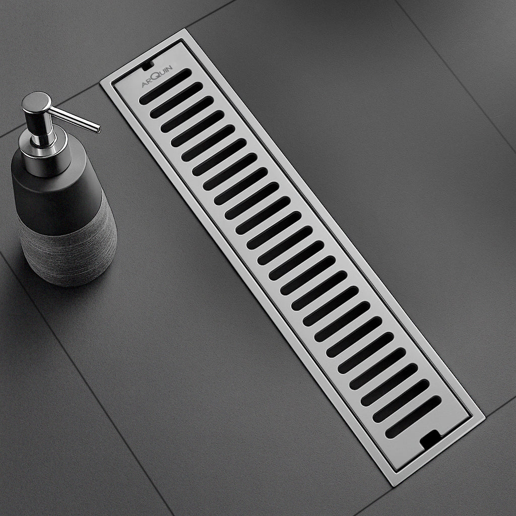 Shower Water Drain Channel SS 304 Grade with Cockroach Trap (24X4 Inch)