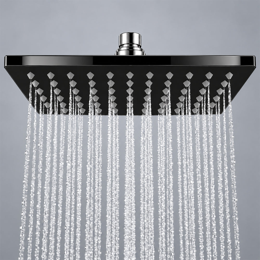 Rain Shower Head without Arm 304 Stainless Steel Overhead Shower 6x6 Inch (ELEGANCE BLACK)