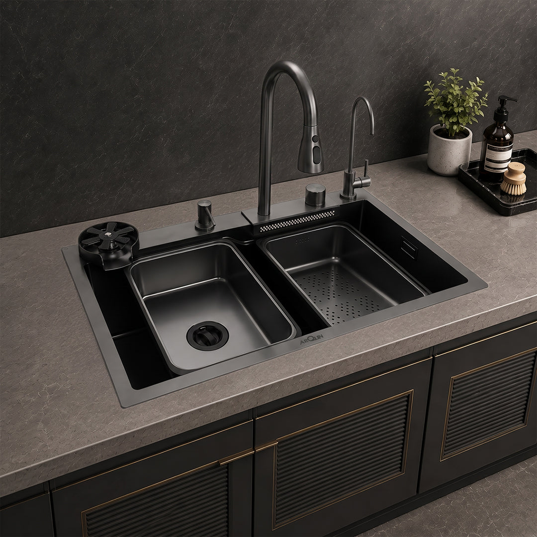 Waterfall Smart Kitchen Sink (30 x 18 x 9 Inch)