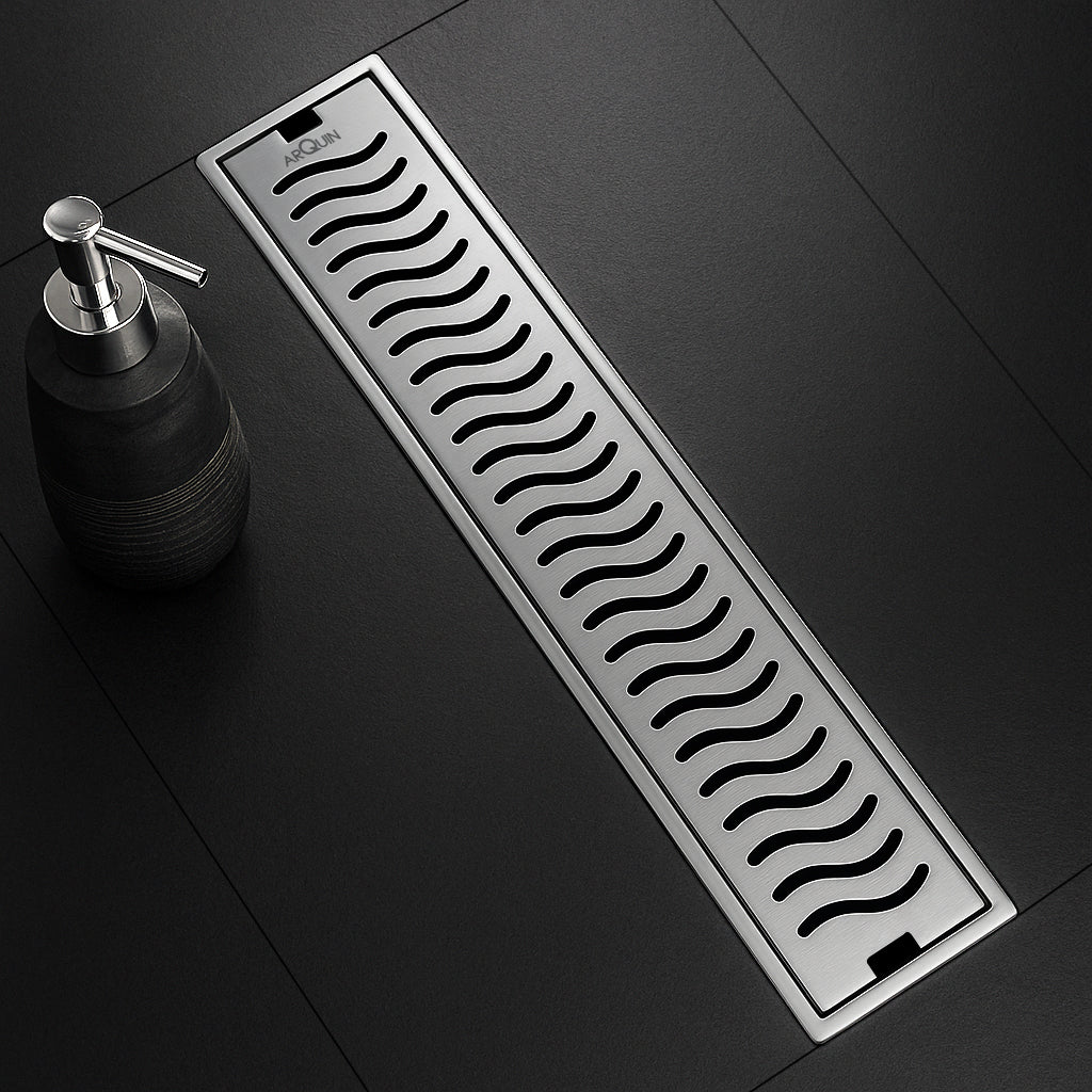 Shower Water Drain Channel SS 304 Grade with Cockroach Trap (18X4 Inch)