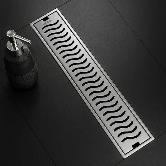 Sliver-Matt Shower Water Drain Channel with Cockroach Trap (18X4 Inches)