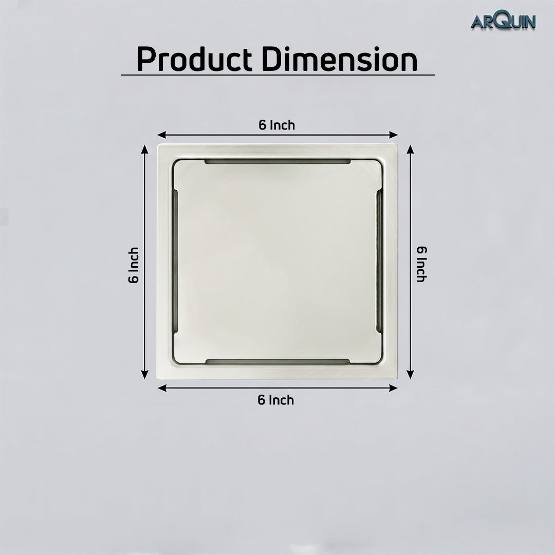 Square Floor Drainer 304 SS Grade Without Cockroach Trap (6x6 Inch)