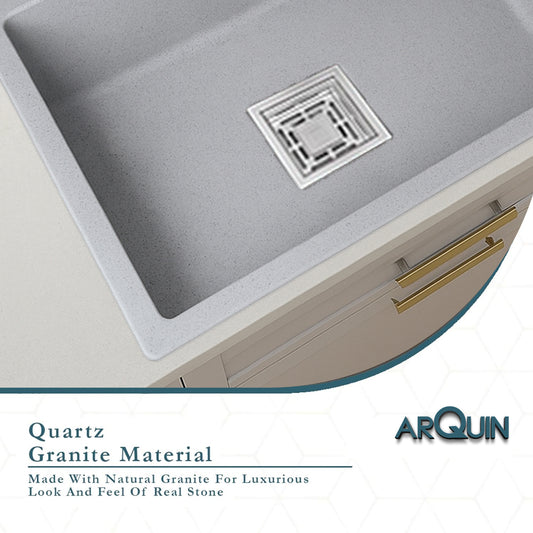 Quartz Single Bowl Kitchen Sink (24 x 18 x 9 Inches) ( Grey)