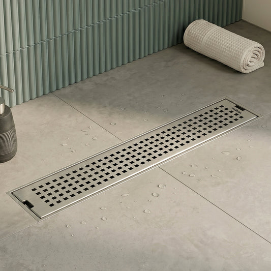 Shower Water Drain Channel SS 304 Grade with Cockroach Trap (18X4 Inch)