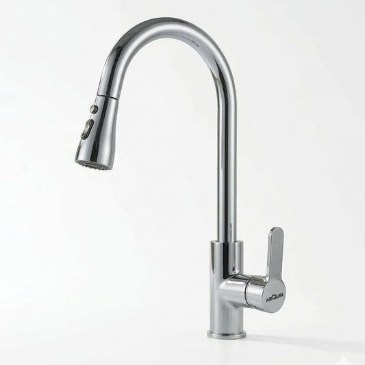 ARQUIN Waterfall Pull Down Kitchen Sink Faucet Mixer Tap | (Waterfall Pullout Sink Mixer Silver)