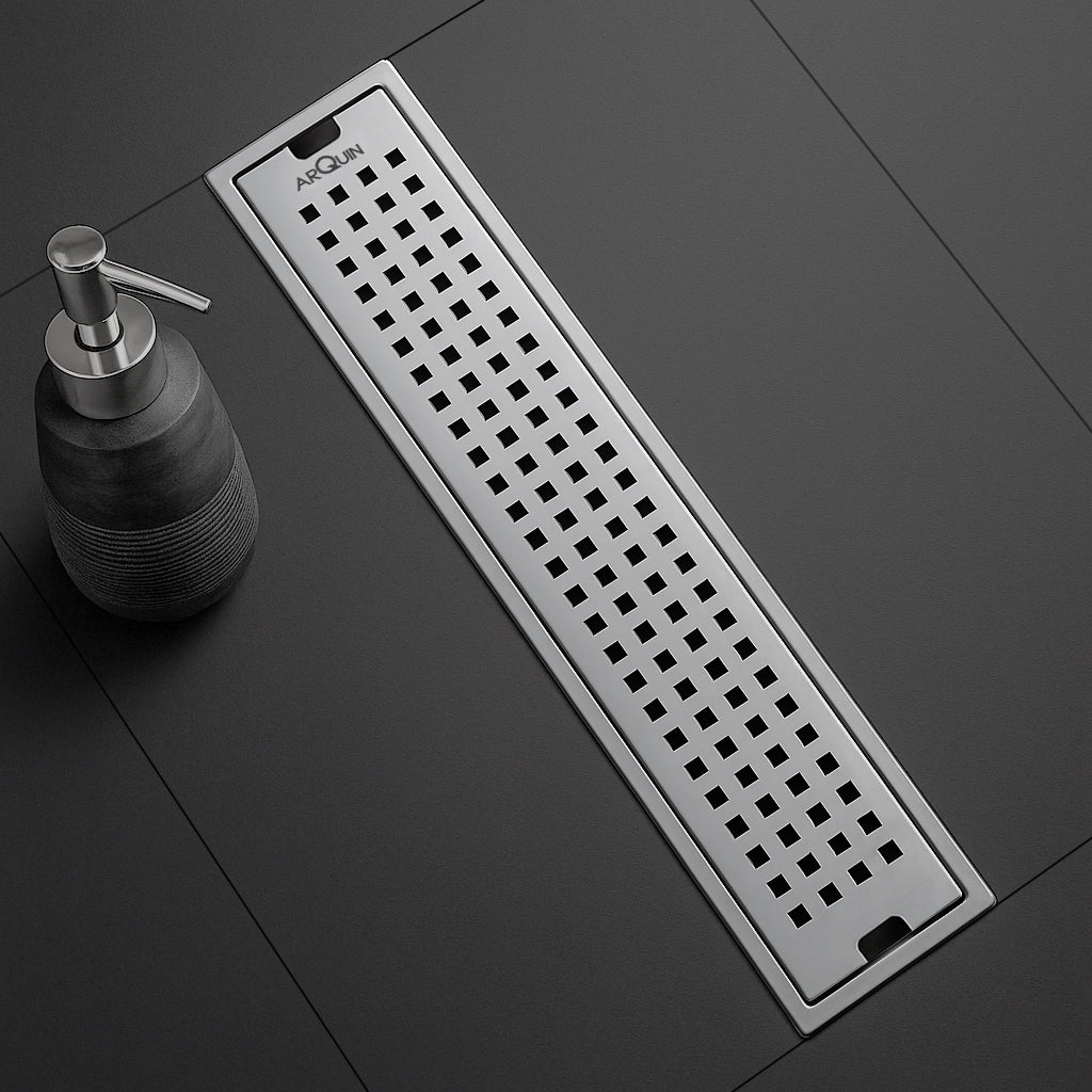 Shower Water Drain Channel SS 304 Grade with Cockroach Trap (24X4 Inch)