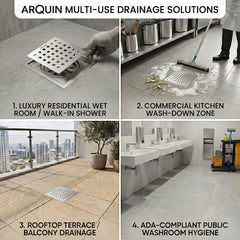Square Floor Drainer 304 SS Grade Without Cockroach Trap (6x6 Inch)