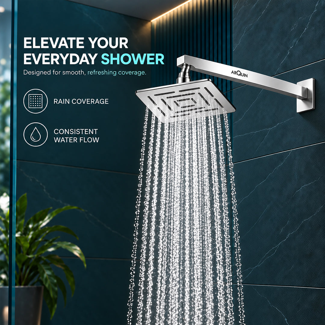 Rain Shower Head without Arm 304 Stainless Steel Overhead Shower 8x8 Inch (MAZE)