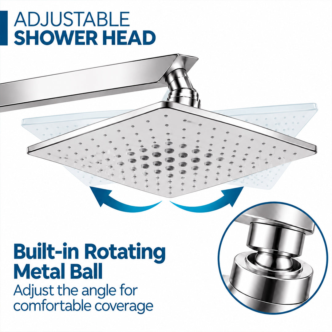 Rain Shower Head without Arm 304 Stainless Steel Overhead Shower 6x6 Inch (MAGIC)