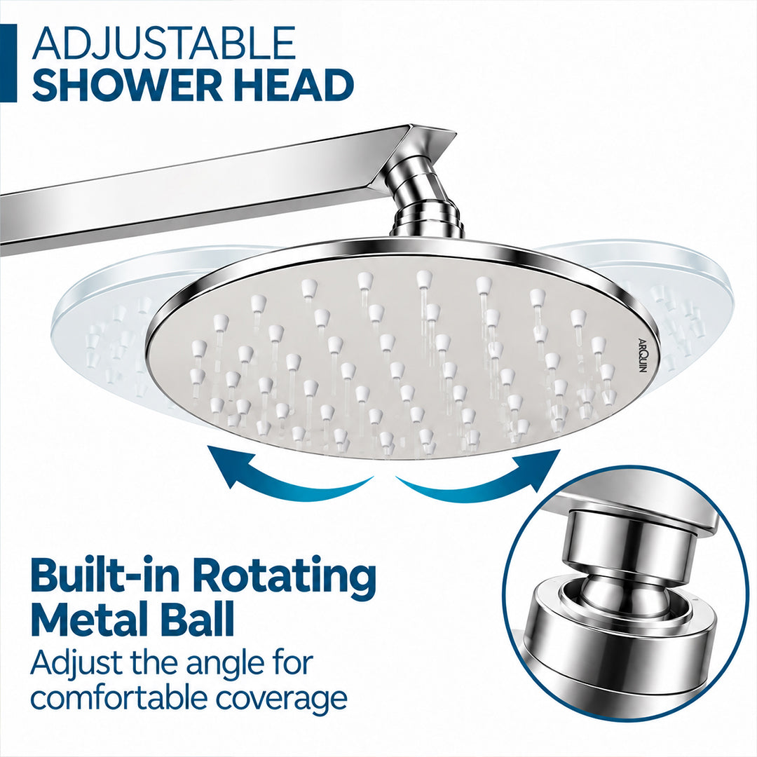 Rain Shower Head without Arm 304 Stainless Steel Overhead Shower 6x6 Inch (ELEGANCE ROUND)
