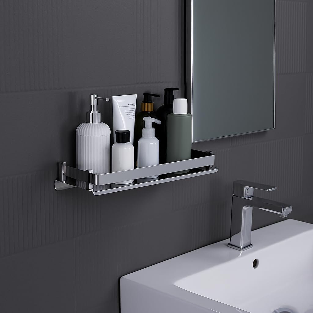 Bathroom Shelf And Racks Wall Mounted Shelf (5 X 12 Inch) Stainless Steel