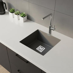 Quartz Single Bowl Kitchen Sink 18x16x9 Inch Grey