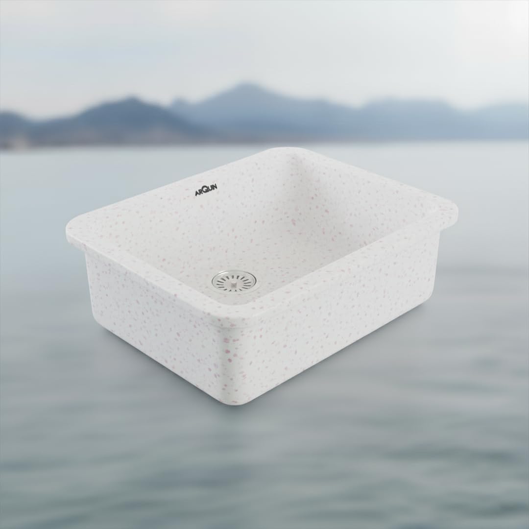 24x18x9 Inch Rosa Quartz Single Bowl Round Kitchen Sink