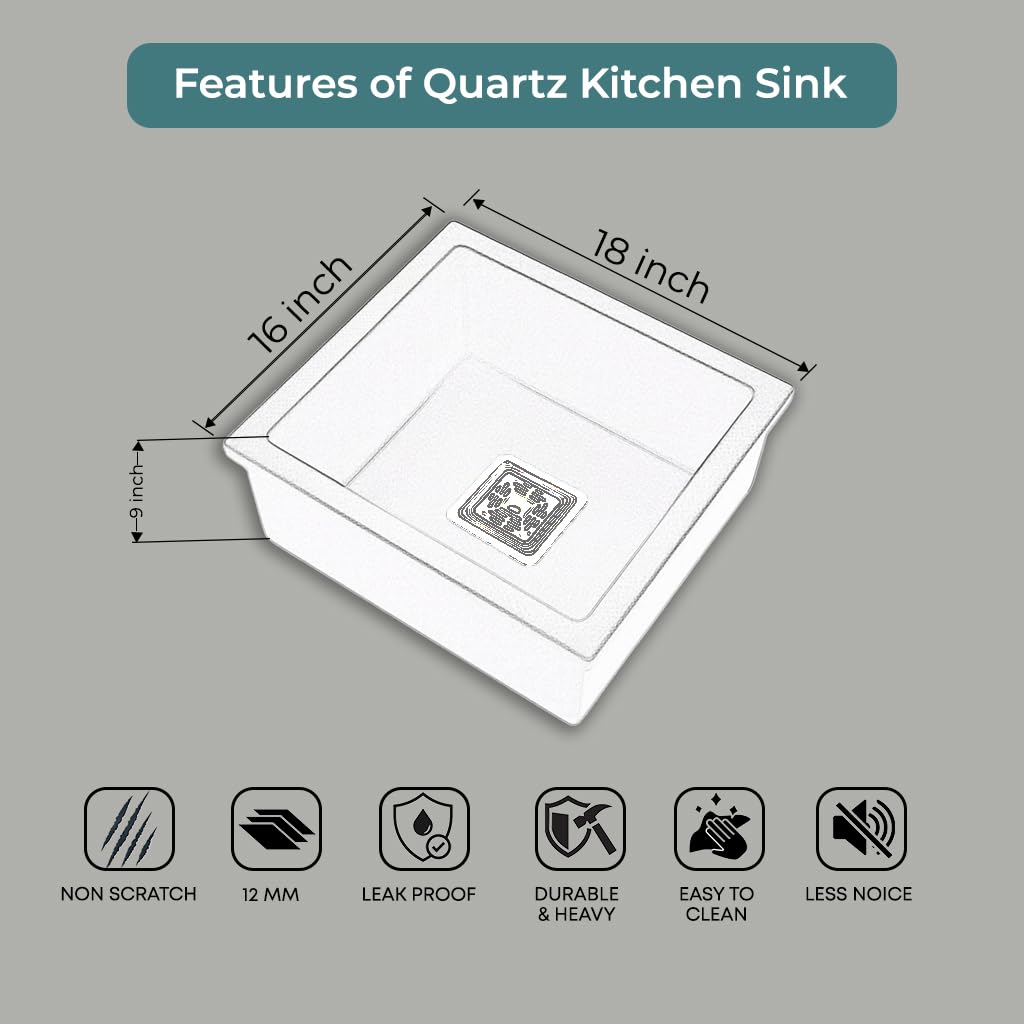 18x16x9 Inch Rosa Quartz Single Bowl Kitchen Sink