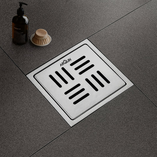 Sliver-Matt Square Floor Drainer with Cockroach Trap (6X6 Inches)