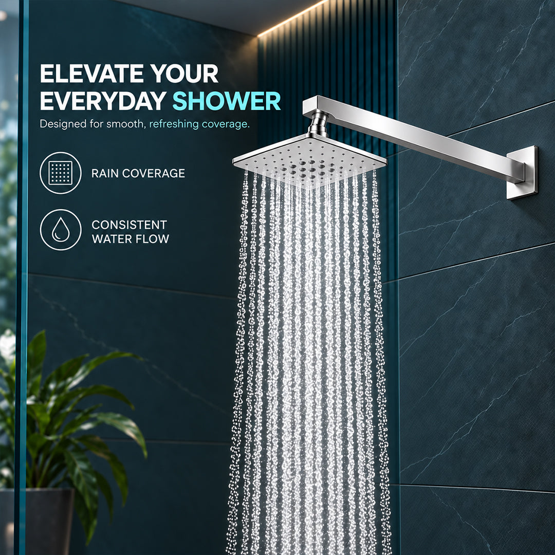 Rain Shower Head without Arm 304 Stainless Steel Overhead Shower 6x6 Inch (MAGIC)