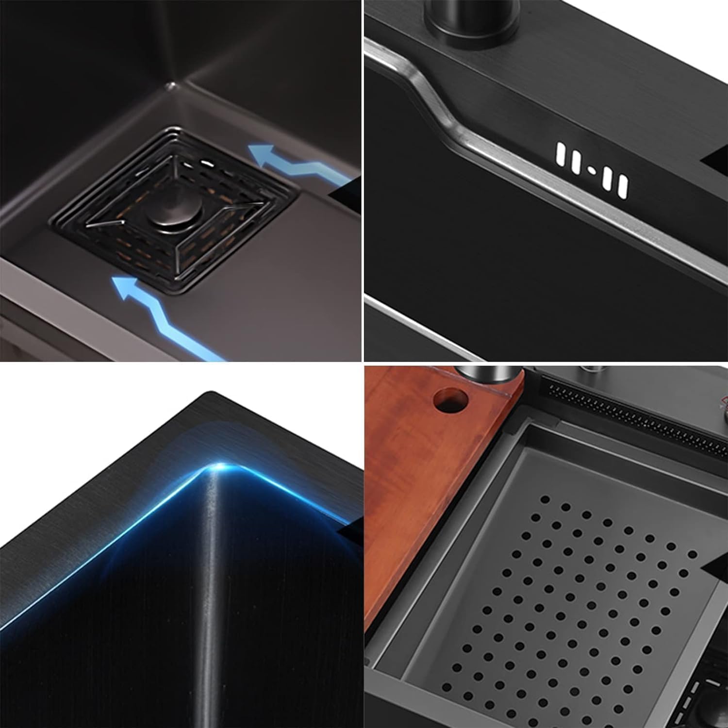 Waterfall Smart Kitchen Sink (30 x 18 x 9 Inch)