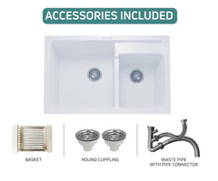 Quartz Kitchen Sink Double Bowl 31X18X9 Inch | Sand Pluto