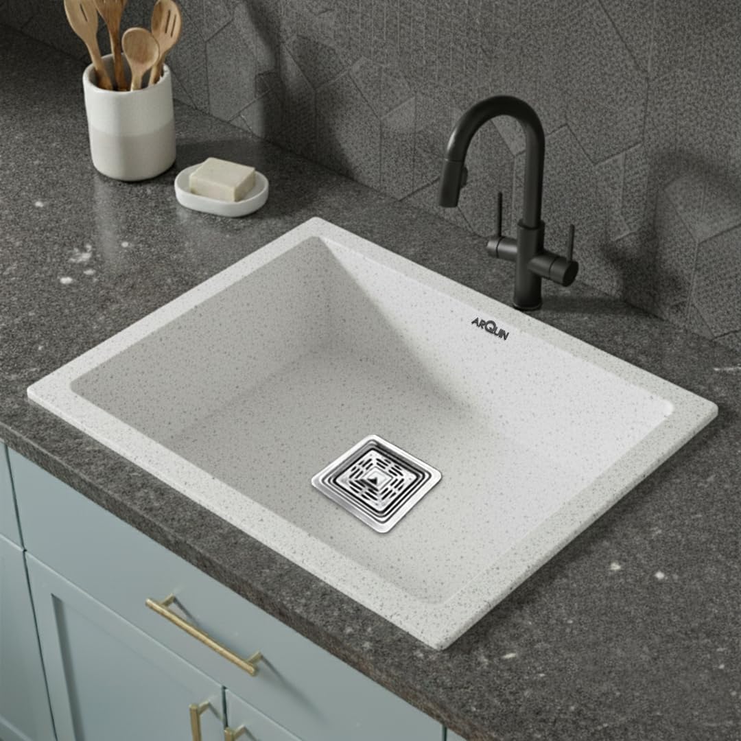 21x18x9 Inch Sand Pluto Quartz Single Bowl Kitchen Sink