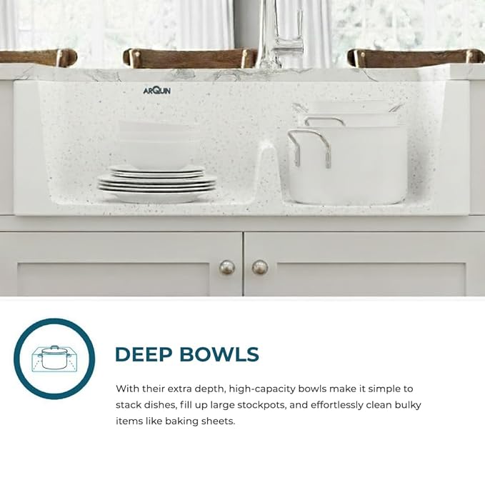 34X20X9 Inch Sand Pluto Quartz Double Bowl Kitchen Sink