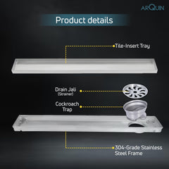 Tile Insert Shower Drainer Channel 30x4 Inch | Bathroom Drainer (1mm Thickness)