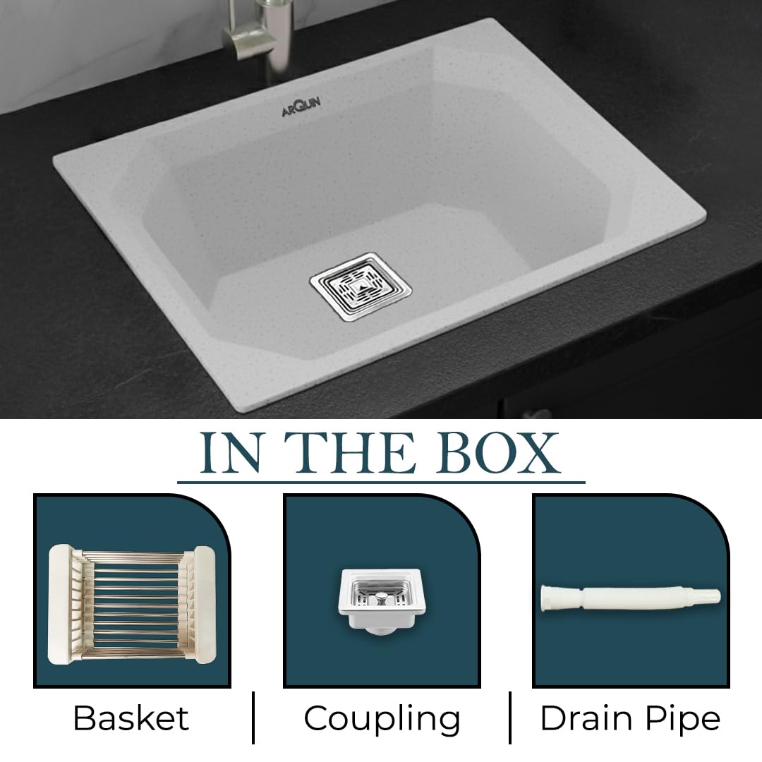 24x18x9 Inch Sand Pluto Quartz Single Bowl Diamond Kitchen Sink