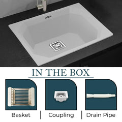 Quartz Single Bowl Diamond Kitchen Sink (24 x 18 x 9 Inches) Sand Pluto