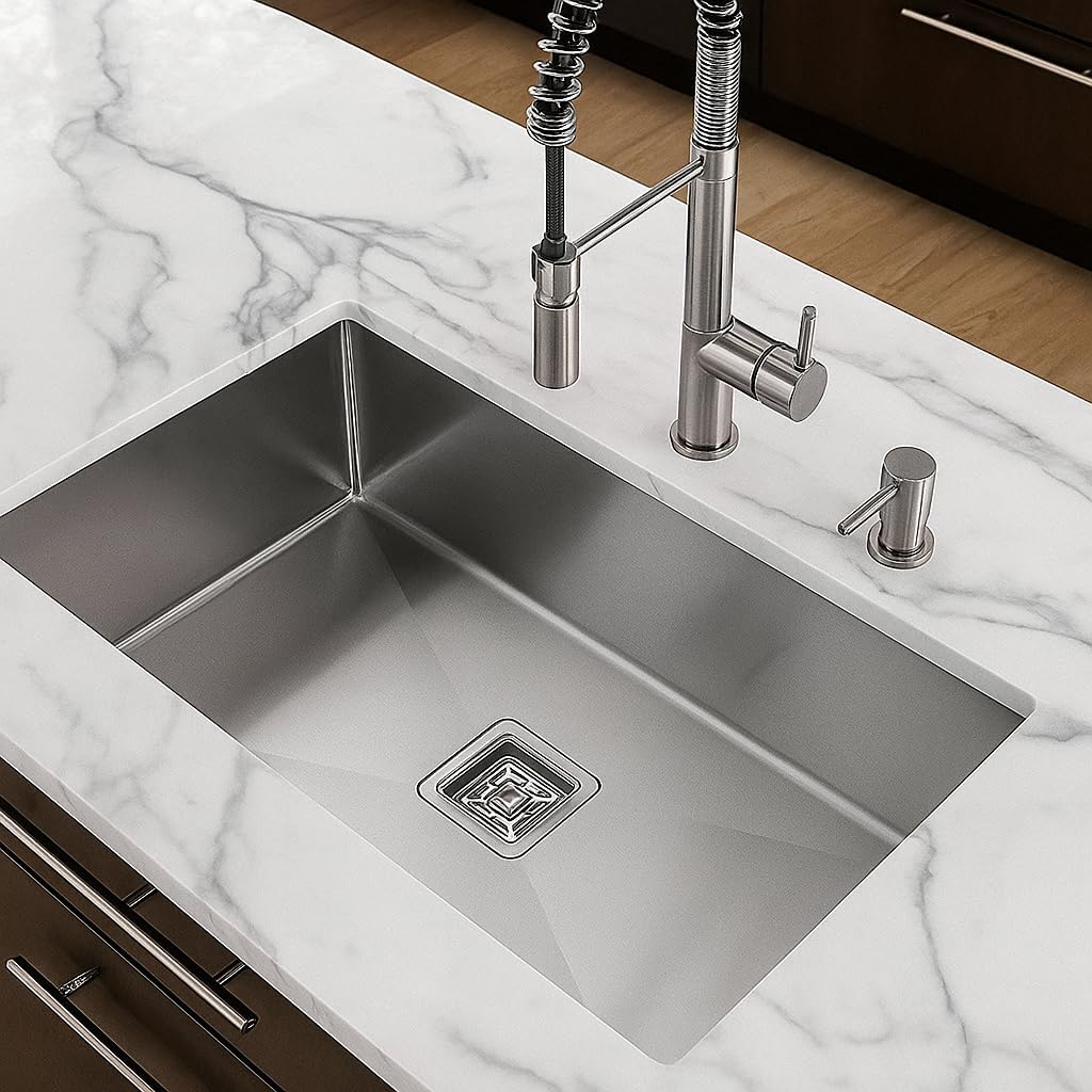30x20x10 Inch 304 Grade Handmade Single Bowl Kitchen Sink Stainless Steel