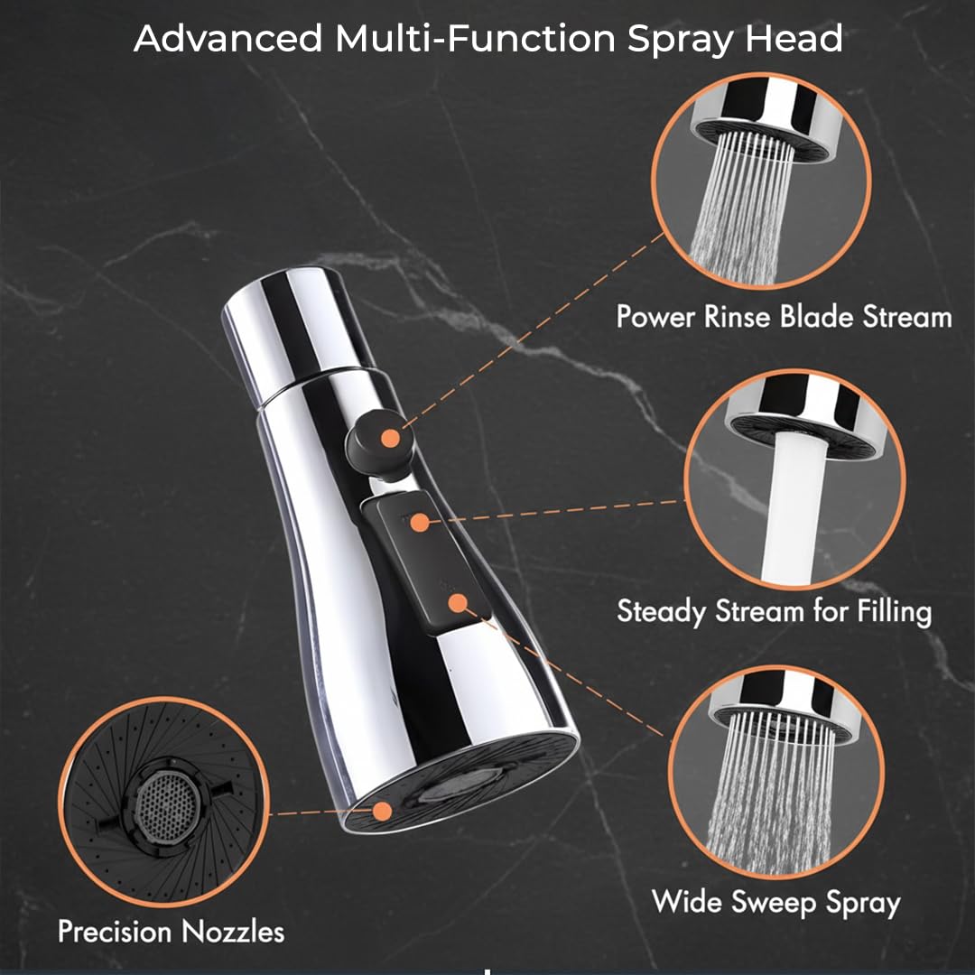 Waterfall Pull Down Kitchen Sink Faucet Mixer Tap | (Waterfall Pullout Sink Mixer Silver)