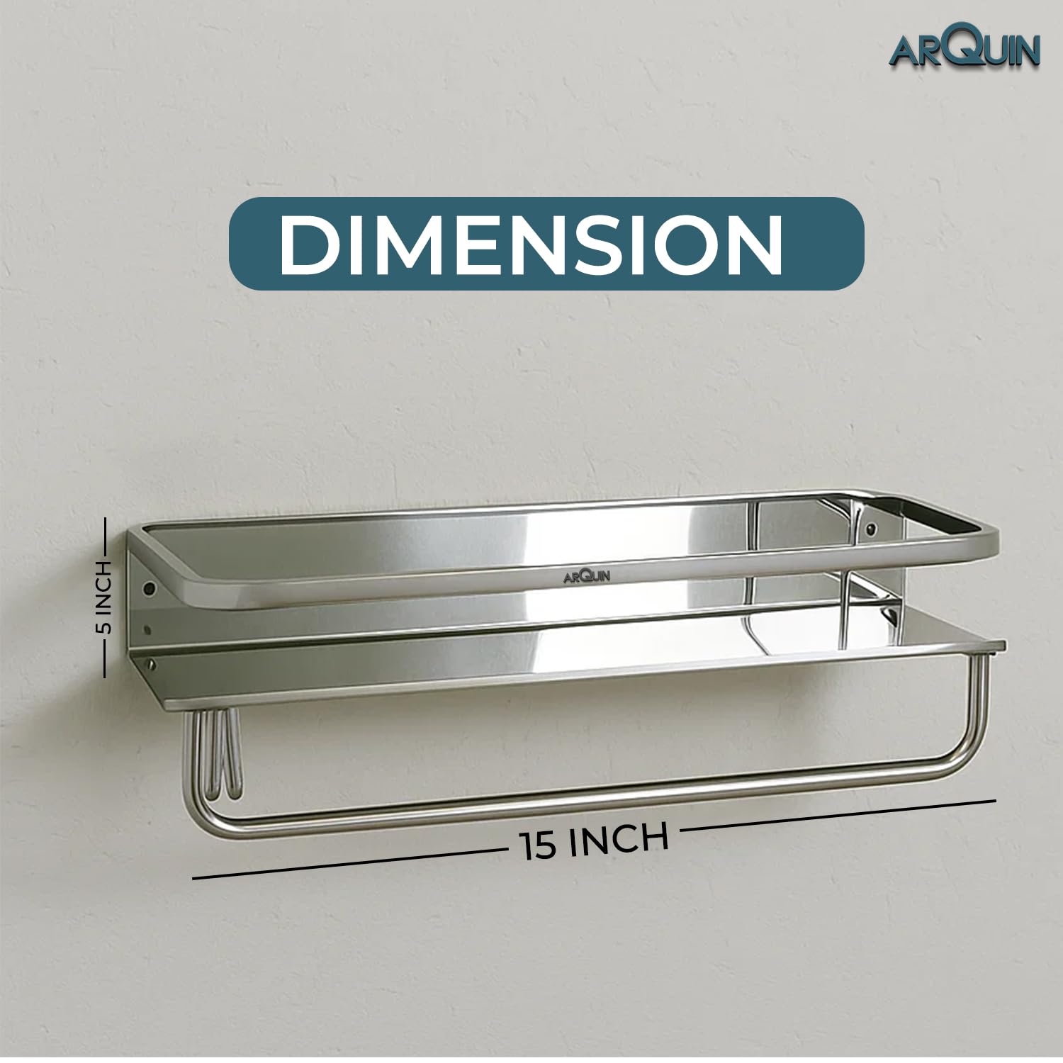 Bathroom Shelf Multipurpose Wall Mounted Shelf (5x15 Inch) Stainless Steel