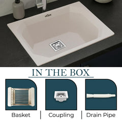 Quartz Single Bowl Diamond Kitchen Sink (24 x 18 x 9 Inches) Rosa