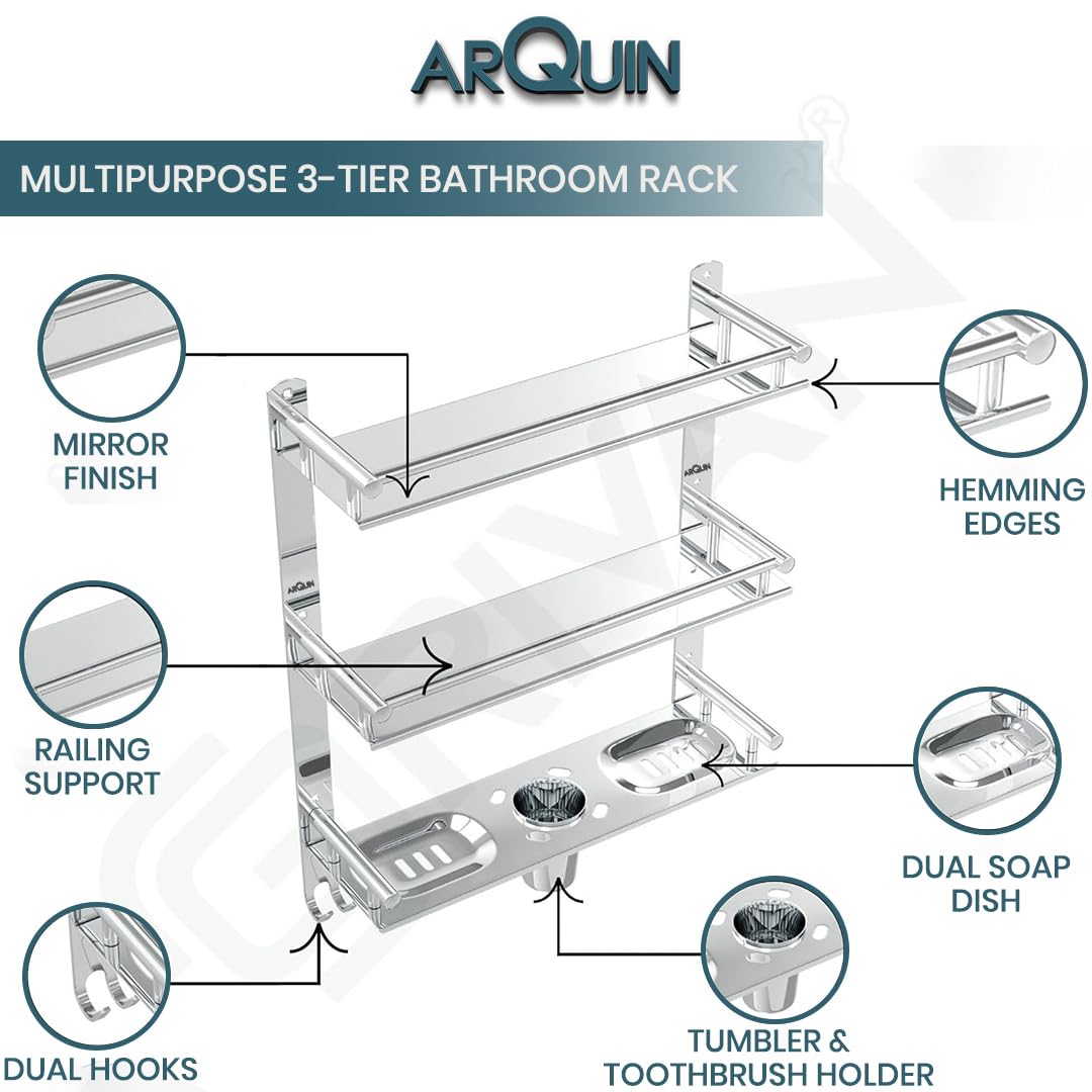 6 in 1 Bathroom Shelf Stainless Steel
