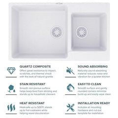 Quartz Kitchen Sink Double Bowl 34X20X9 Inch | Sand-Pluto