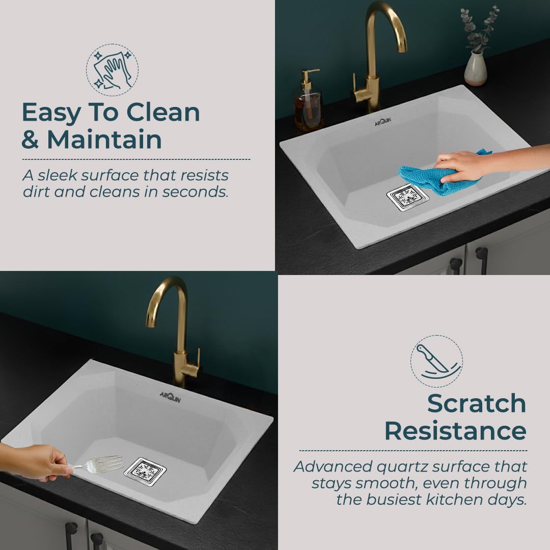 24x18x9 Inch Sand Pluto Quartz Single Bowl Diamond Kitchen Sink