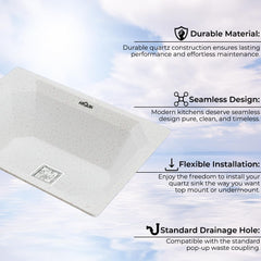 Quartz Single Bowl Diamond Kitchen Sink (24 x 18 x 9 Inches) Rosa