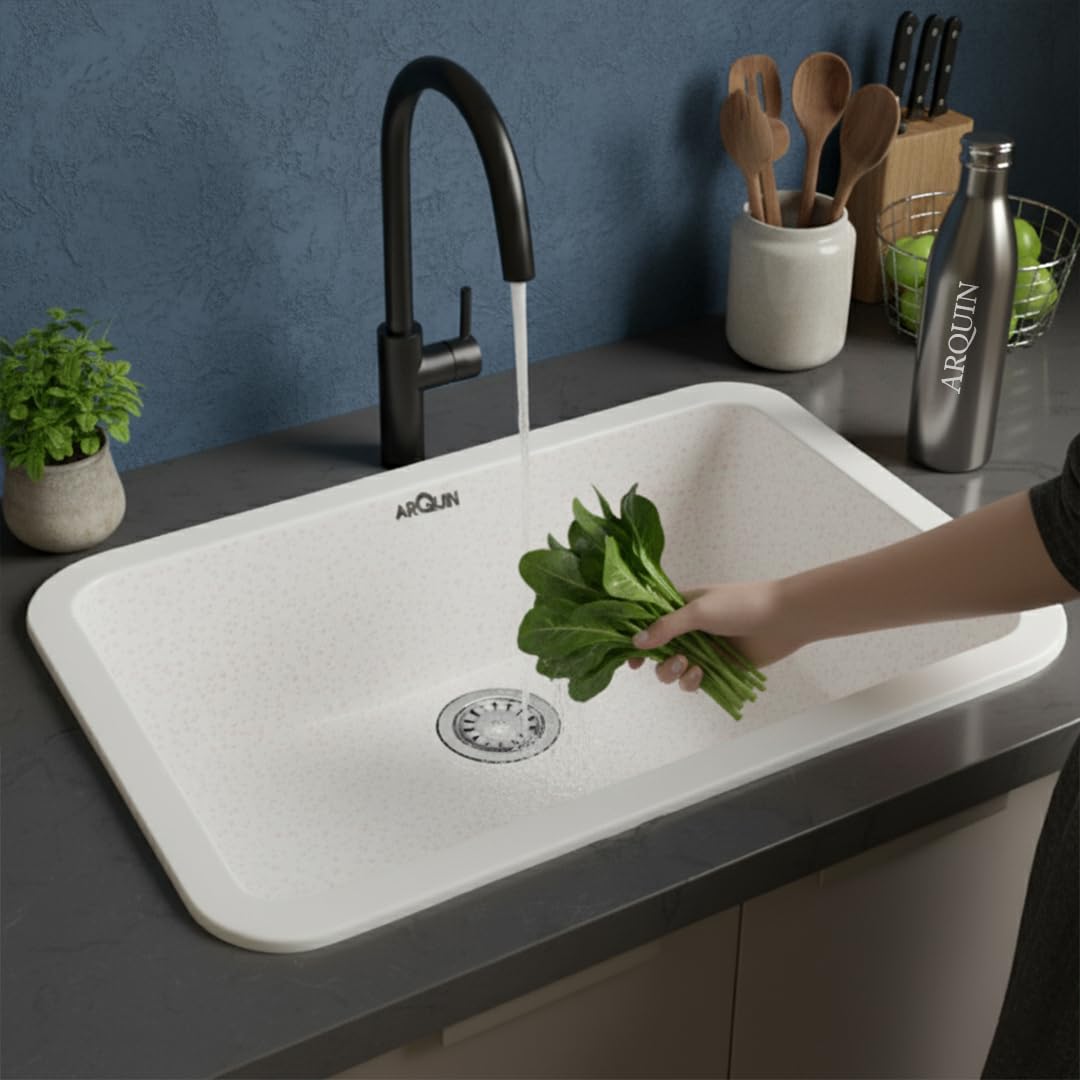 24x18x9 Inch Rosa Quartz Single Bowl Round Kitchen Sink