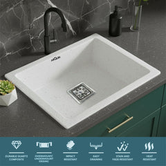 Quartz Kitchen Sink Single Bowl 21x18x9 Inch Kitchen Sink |Rosa