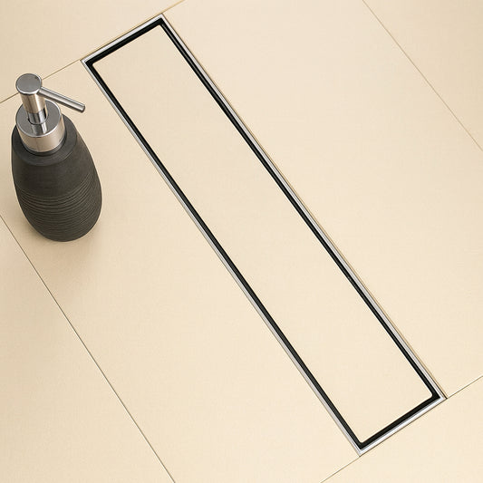 Sliver-Matt Tile Insert Shower Water Drain Channel with Cockroach Trap (18X4 Inches)