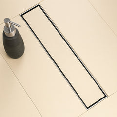 Sliver-Matt Tile Insert Shower Water Drain Channel with Cockroach Trap (18X4 Inches)