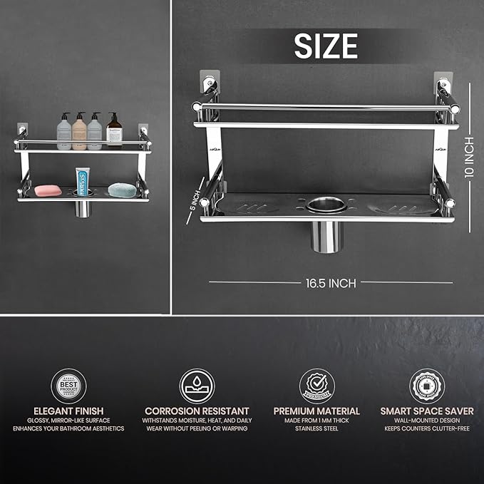 5 in 1 Bathroom Shelf Stainless Steel