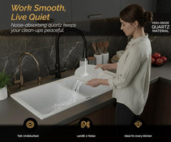 Quartz Kitchen Sink Double Bowl with Drain Board 45x20x10 Inch | Sand Pluto