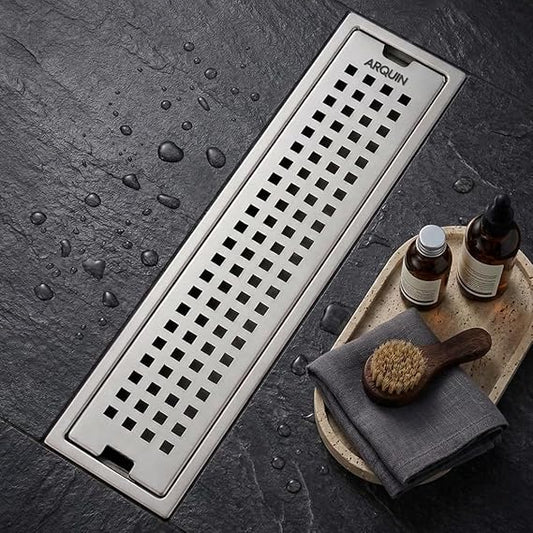 Shower Drain Channel SS 304 Grade with Cockroach Trap (12x4 Inch)