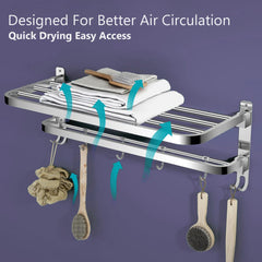 ARQUIN Bathroom Foldable Shelves (Chrome Finish-24 Inch)