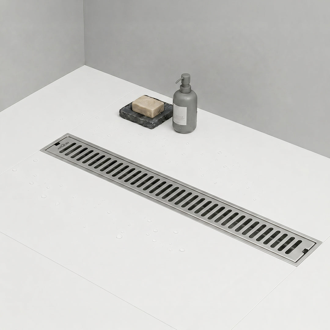 Shower Water Drain Channel SS 304 Grade with Cockroach Trap (24X4 Inch)