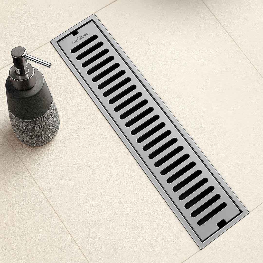 Shower Water Drain Channel SS 304 Grade with Cockroach Trap (18X4 Inch)